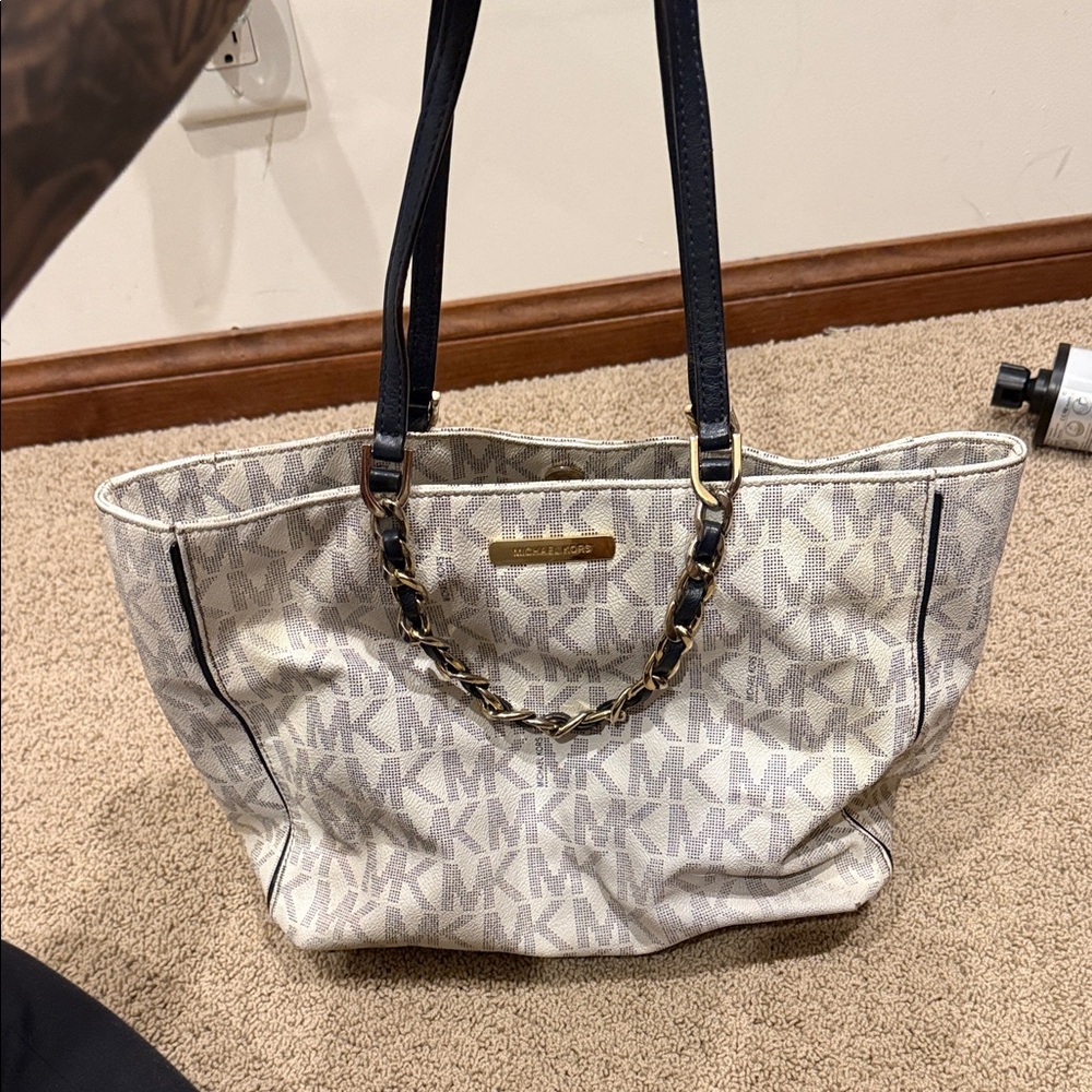 Michael Kors Monogram Cream and Black Tote